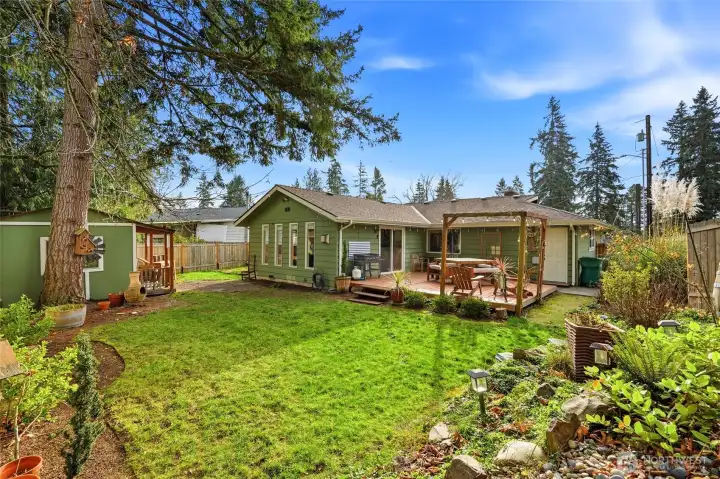 The backyard has plenty of space.