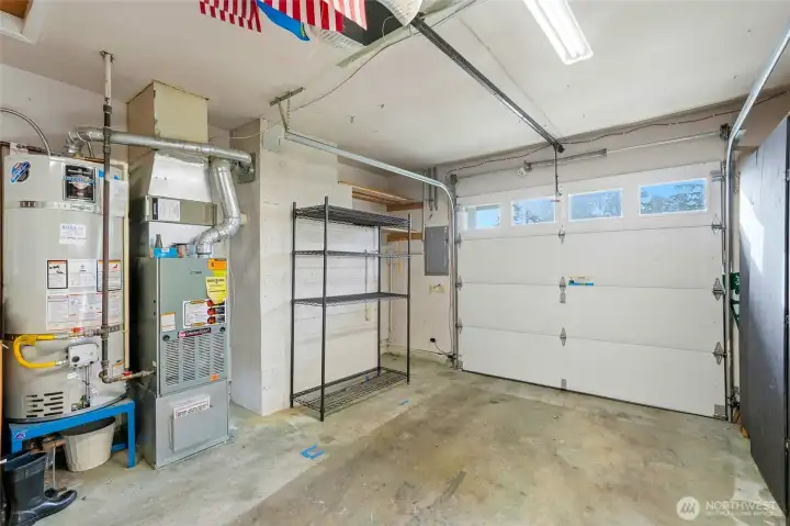 Once car garage easily fits a car with room for storage.