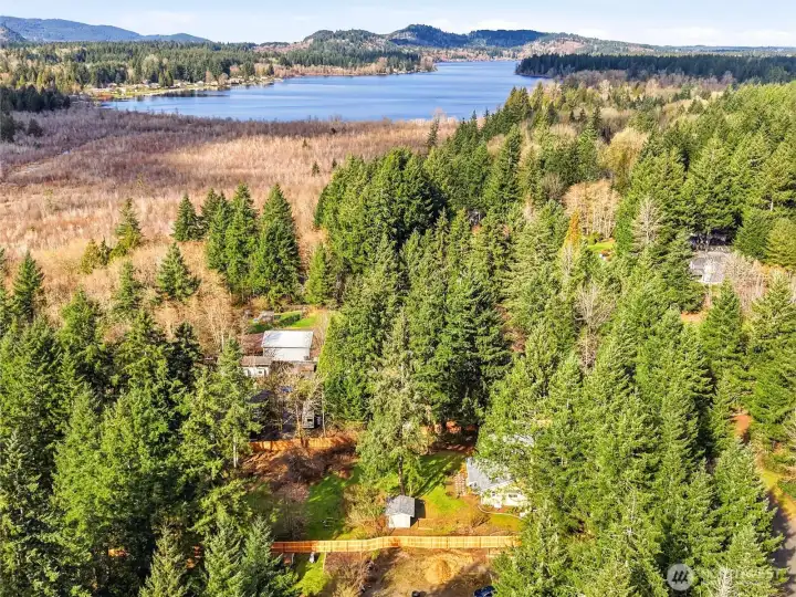 BLACK LAKE - Above. (Access is nearby...). 8127 Jamieson House and Fenced Area is on the bottom of the photo.