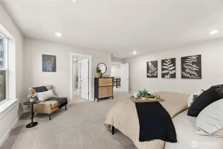 Primary suite with private access to the ensuite bathroom.