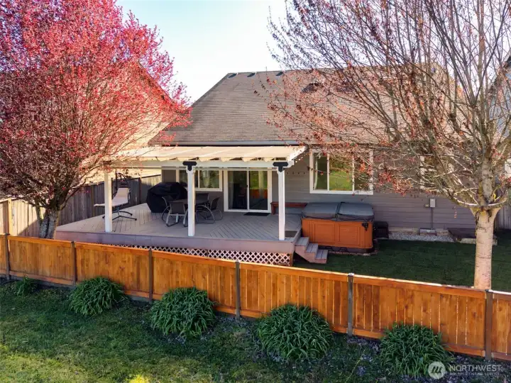 New rebuilt pergola + new fencing offers privacy overlooking the quiet & peaceful low maintenance backyard.