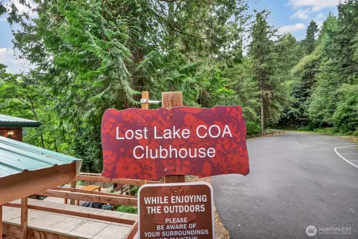 ENTRANCE TO THE CLUBHOUSE DOWN AT THE LAKE