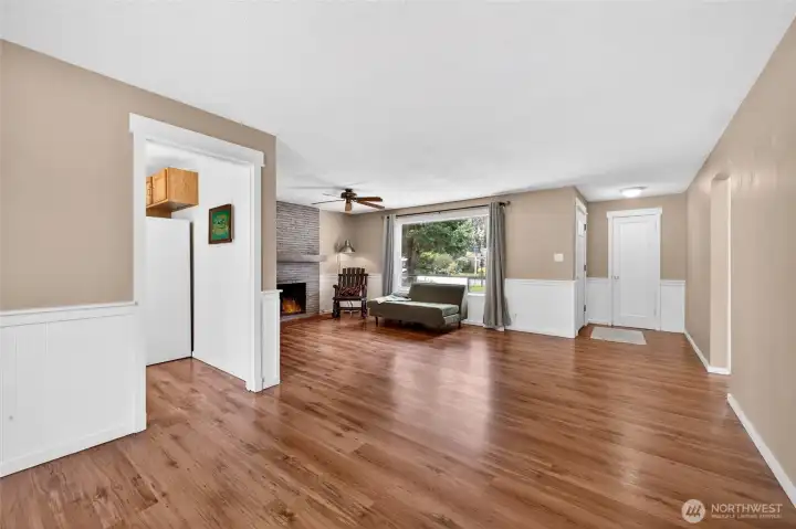 View from large dining room kitchen and family room.  Lots of room for guests