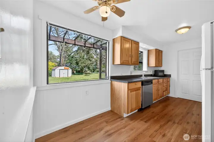 A second small eating area or office to look at beautiful back yard