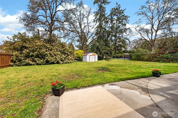 Darling view of large plot from your patio with lots of privacy