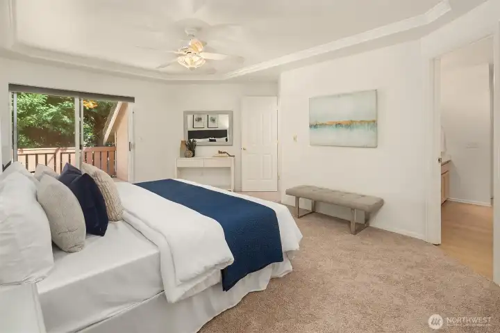 Primary bedroom with ensuite bath & walk in closet.