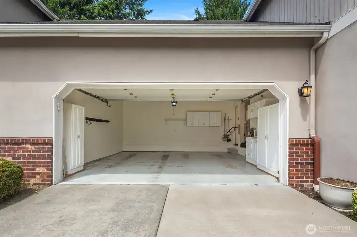 Spacious two car garage.