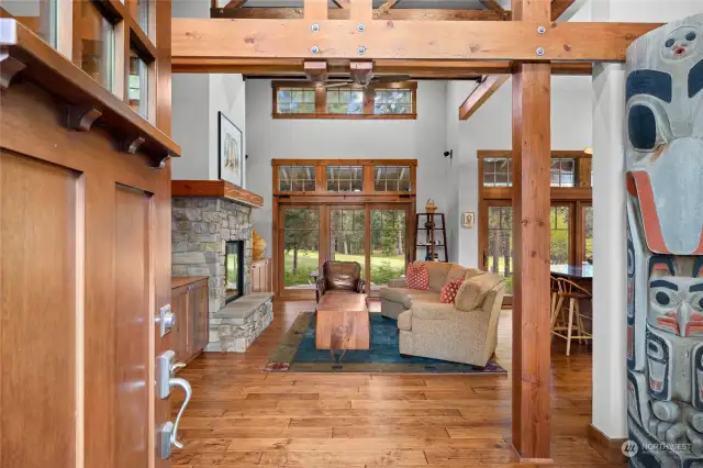 Beautiful beams and trim throughout home.