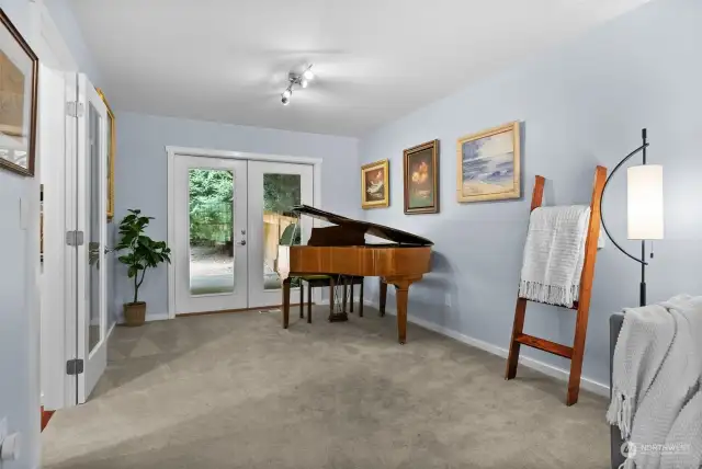 Dining room with French door access to deck.