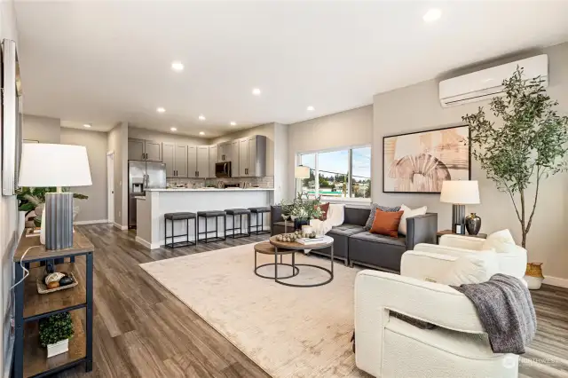 Main living area and Kitchen.