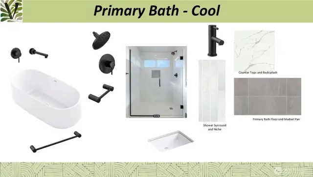 Primary bath finishes.Provided for general reference.
