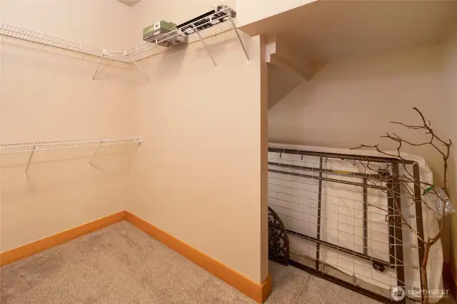 Primary closet and more storage.