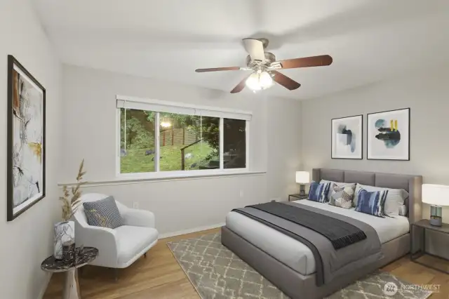 Virtually-Staged 2nd downstairs bedroom is large