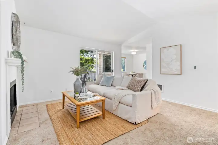 Enter to this serene and tranquil living space with all new interior paint and new carpeting throughout home, vaulted ceilings and a wood-burning fireplace.