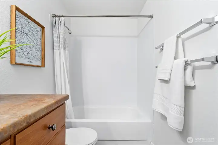 Guests can enjoy the comfort and convenience of having their own full bathroom when visiting.