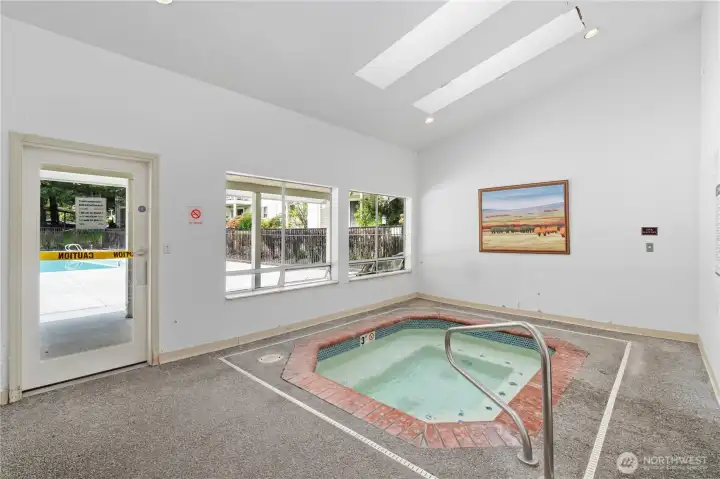 Relax and wind down in the hot tub after a long day.