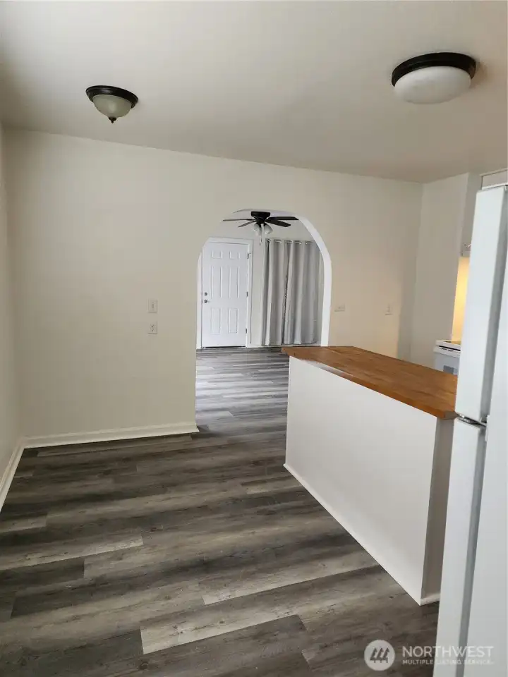 Kitchen from laundry room doorway.