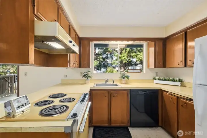 There are lots of possibilities for the future with this kitchen as the laundry room is just to the right in this photo, and many have used that space to enlarge the kitchen (plus the space to the left of this photo too!).