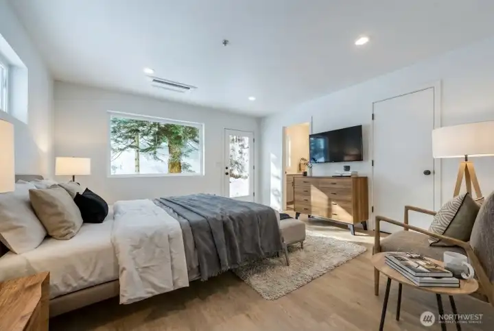 Virtually staged primary bedroom