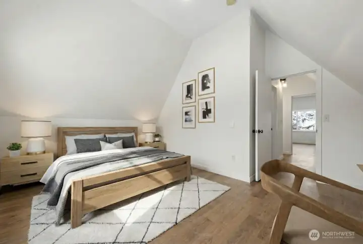 Virtually staged secondary bedroom (2 of 2) on upper level