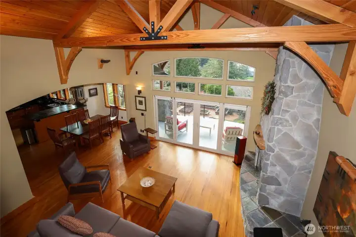 View of great room from loft