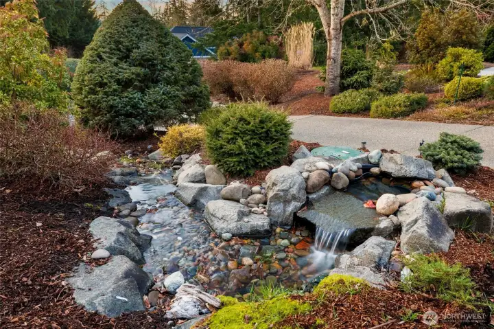 Water feature along driveway
