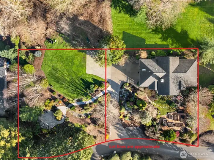 Aerial showing 2 included lots- lines are approximate