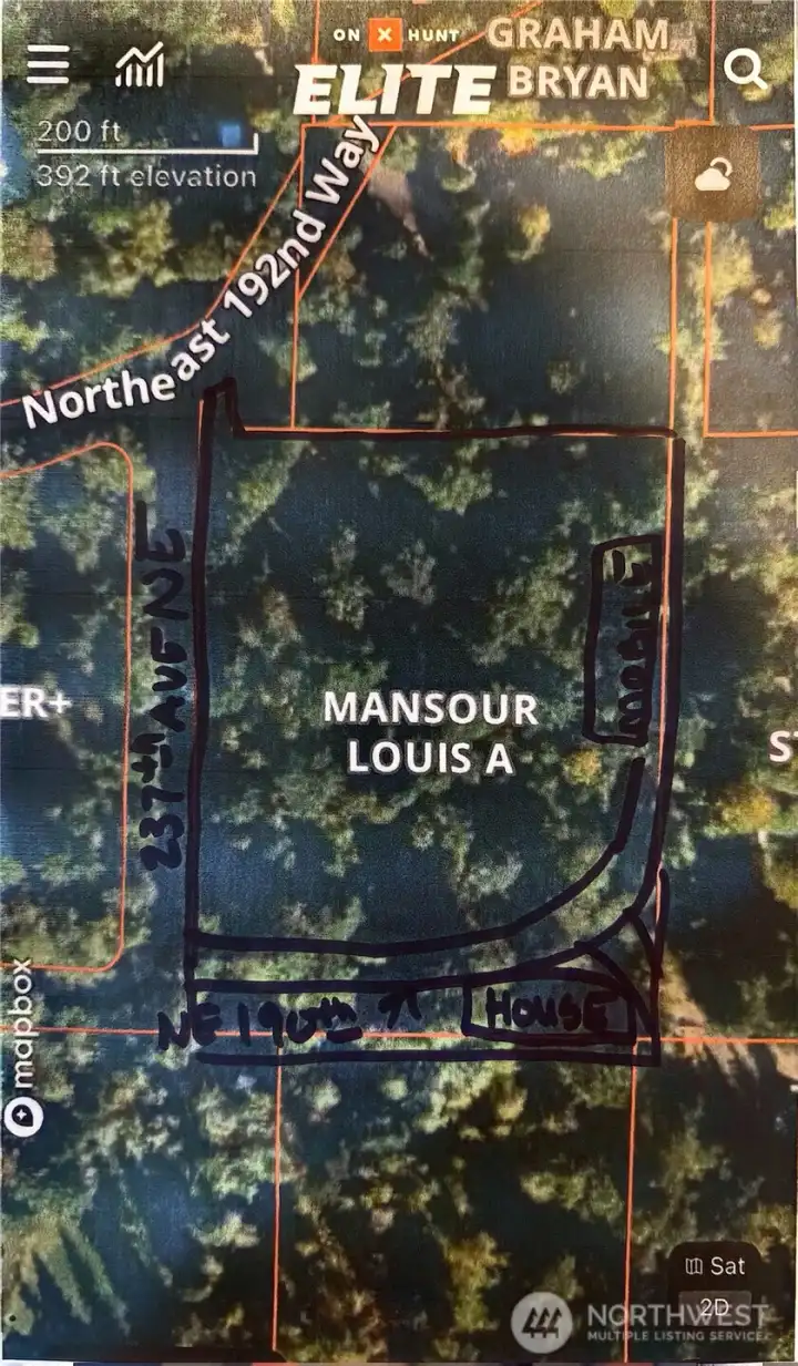 From OnX map showing where mobile and Home sits