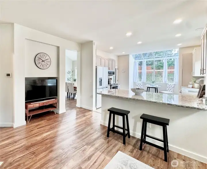 Family room and open kitchen.