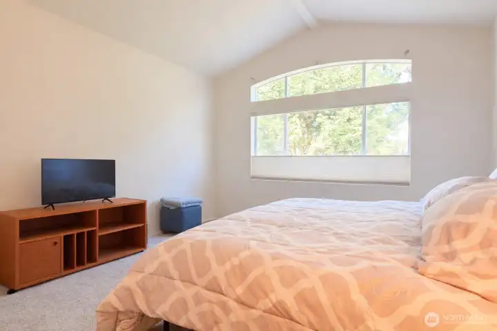 Vaulted ceilings in the Primary bedroom.