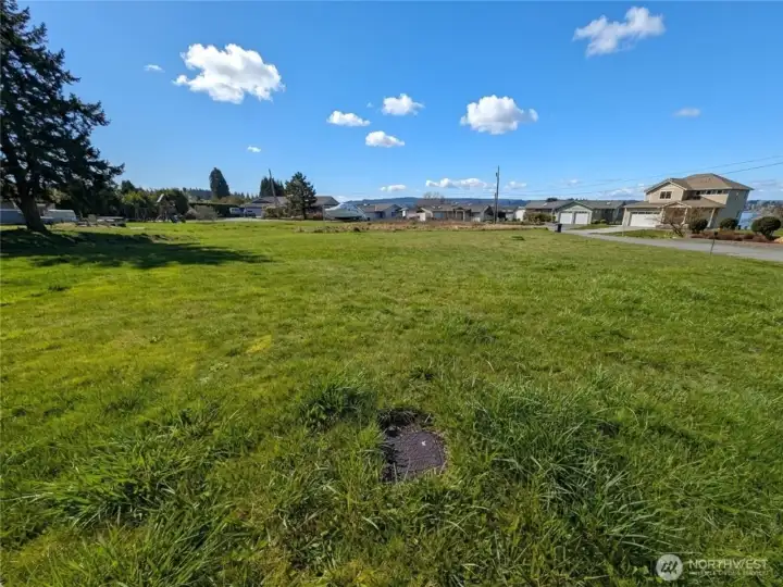 Water meter is on the lot. (Sky digitally enhanced)