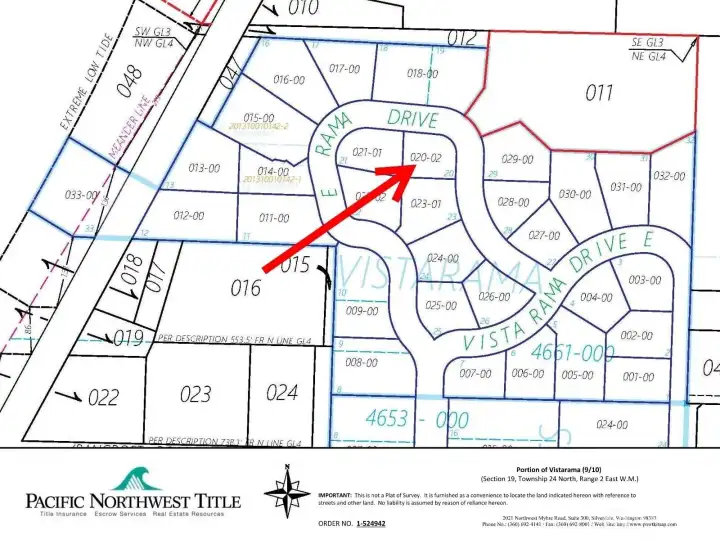 Lot 20 is the NE Lot, easily identified as the neighboring lot (lot 021-01 in this map) is typically not mowed. Mowed line are not representative of the exact property lines, only approximate.