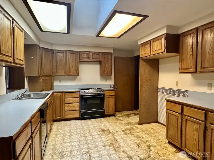 View of kitchen from living room