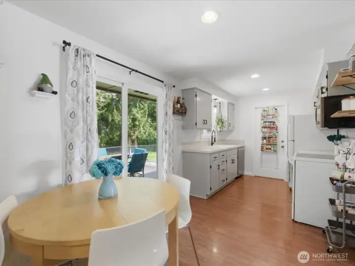 Kitchen with eat in dining area.