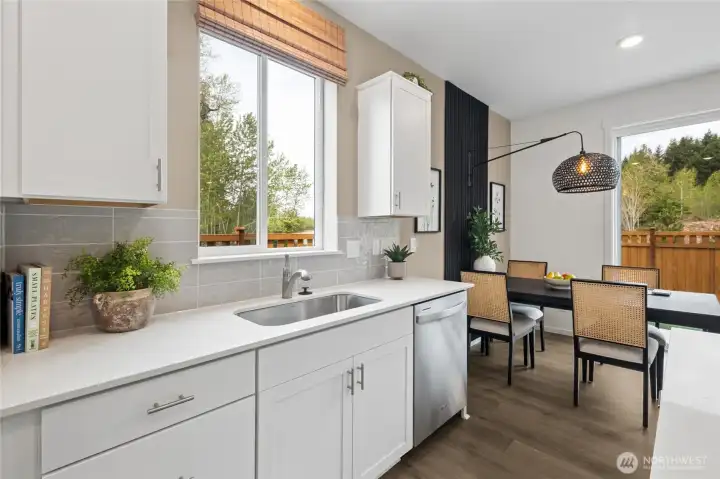 Painted Cabinets, Cabinet Pulls, Full height backsplash -Photos are for representational purposes only, colors, elevation and features may vary.