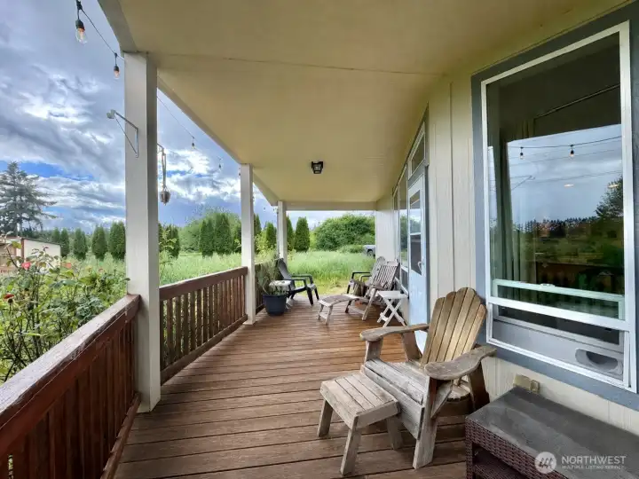 Covered deck with amazing views.