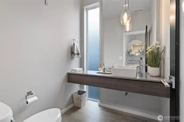 Modern half bathroom on main floor