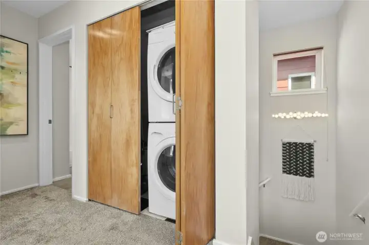 Stack W/D--adds enhanced with additional closet space