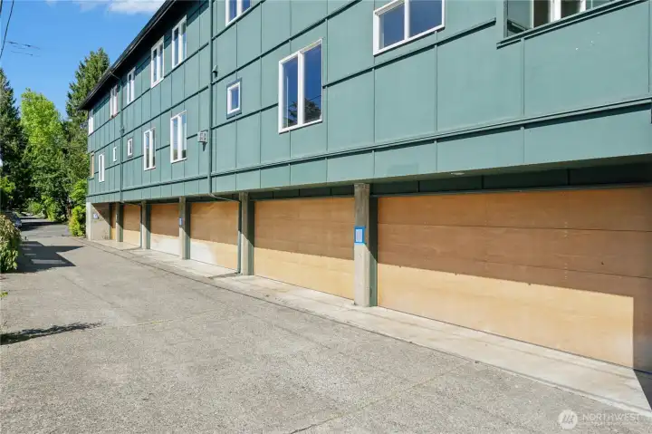 4 car shared garage on alley--oversized and secure