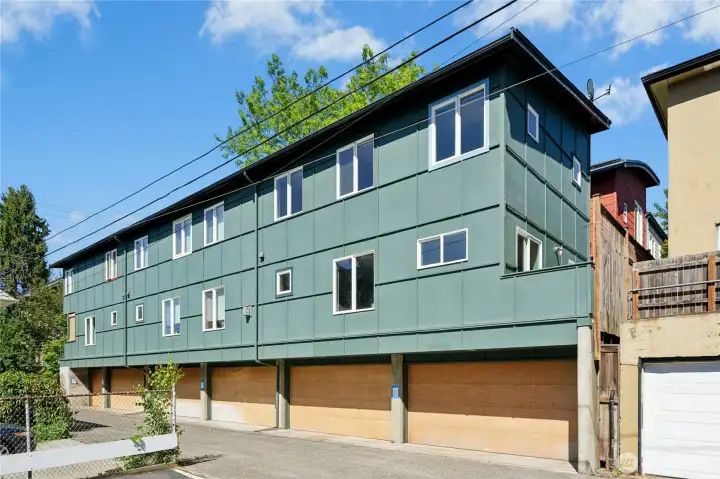 Garage parking is directly below unit. EZ stairs down exterior stairway