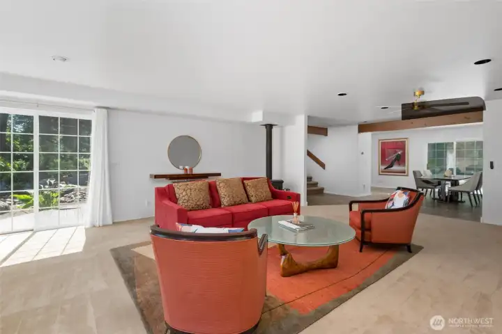 Flows beautifully from living to dining room.