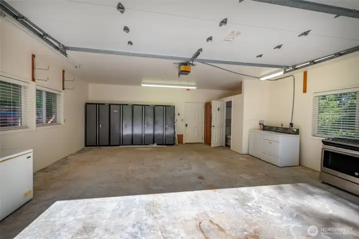 Two care detached garage with access to laundry fro the ADU.