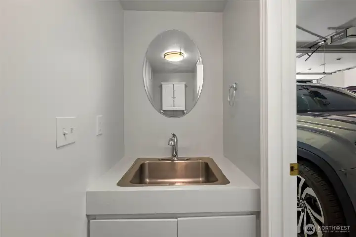 Half bath in detached garage.