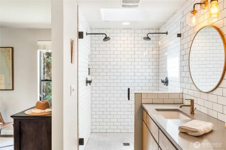 Stunning Primary En-Suite with Wrap around tile Stunning Primary En-Suite with Wrap around tile