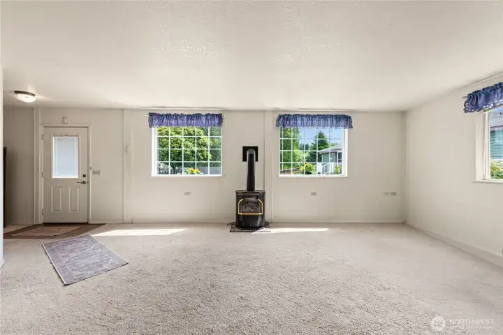Propane fire place as well as wall heaters in this home.