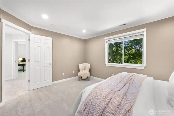 Each bedroom is outfitted with custom blackout blinds for a good night's sleep! Each bedroom is outfitted with custom blackout blinds for a good night's sleep!