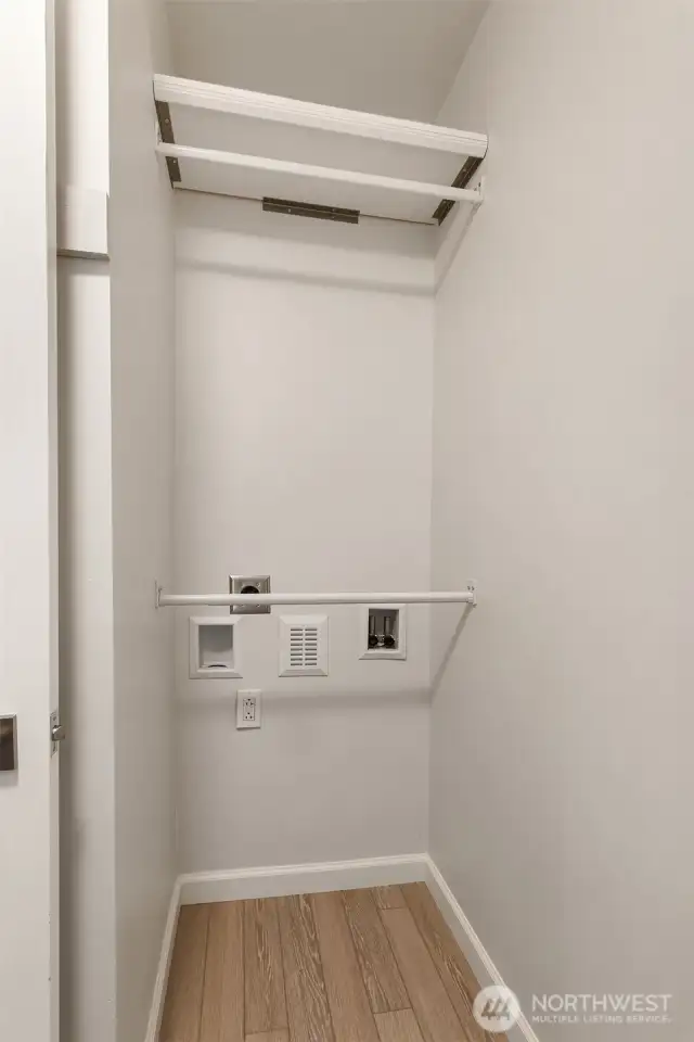 Connections installed for stackable washer-dryer appliance if desired in Primary Closet. Common laundry facilities available in building as option.