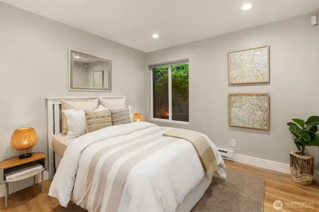 1st Bedroom with garden view. Can be used as an office as needed. (Currently not staged)