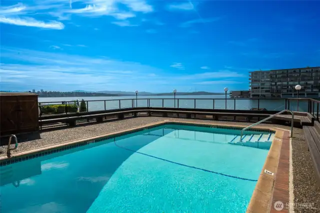 Common area pool looking to South on Lake Washington.