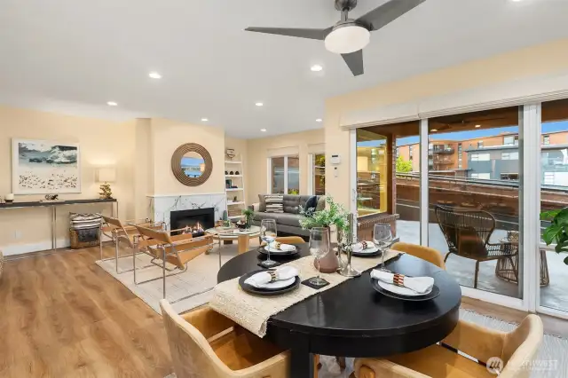 View of Dining Area, Living Room and seating area off of Front Entry (Currently not staged).